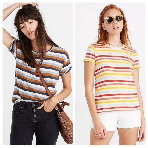 Set of 2 Striped Madewell Tees, Size S - Picture 1 of 11